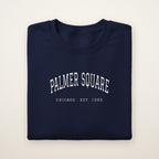 Palmer Square Chicago Embroidered Crewneck — White Thread