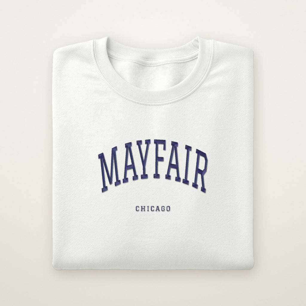 Mayfair Chicago Embroidered Crewneck — Navy Thread