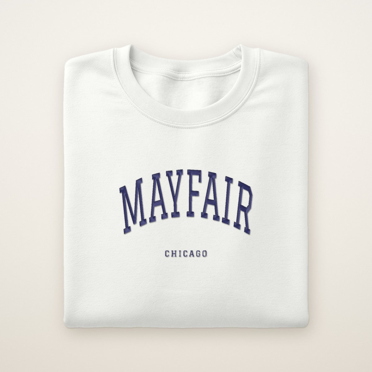 Mayfair Chicago Embroidered Crewneck — Navy Thread