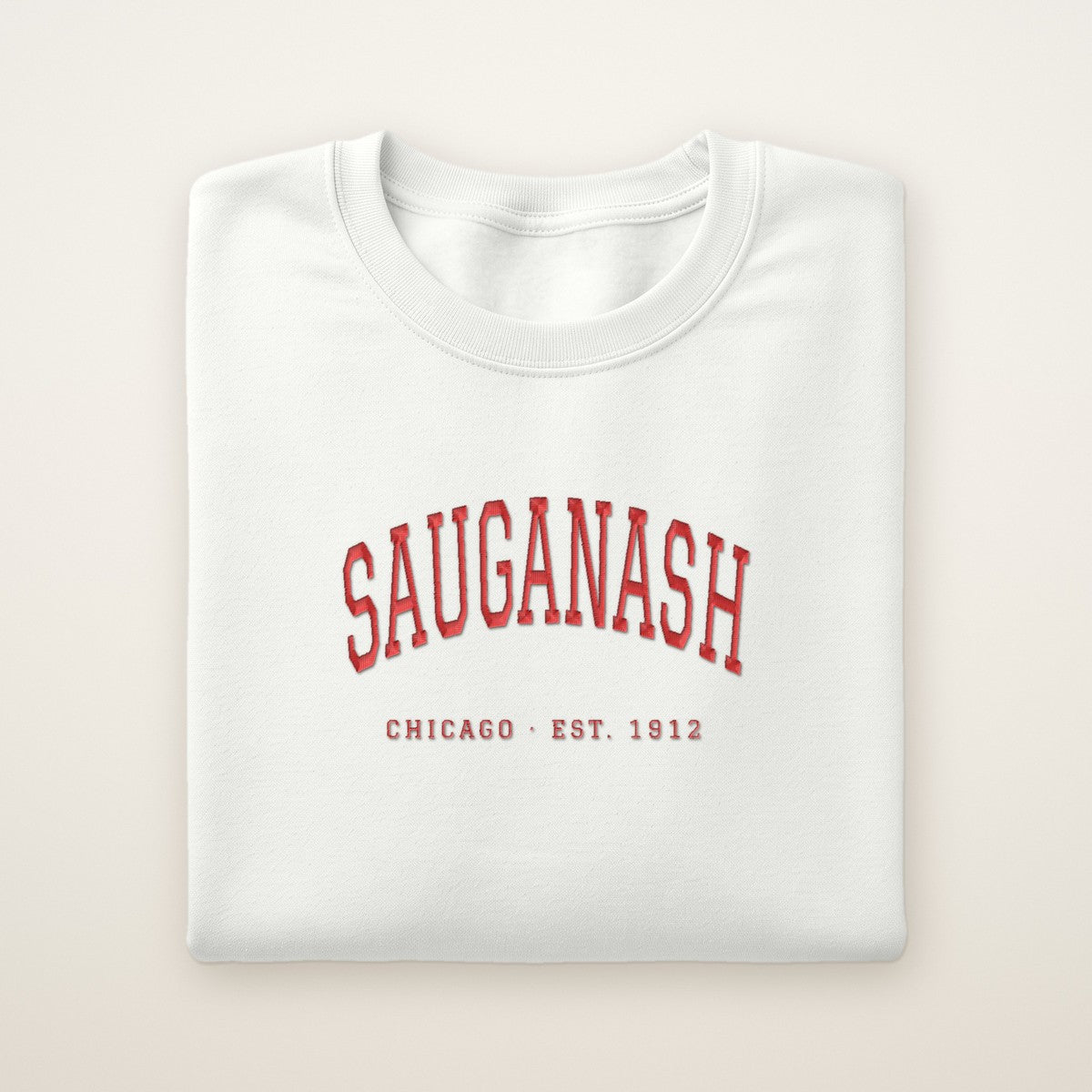 Sauganash Chicago Embroidered Crewneck — Red Thread