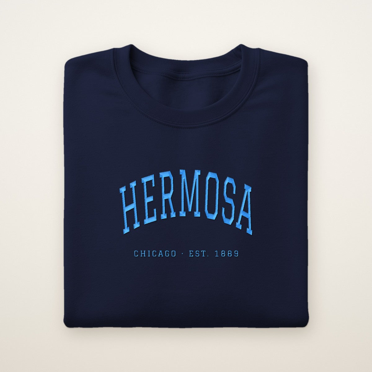 Hermosa Chicago Embroidered Crewneck — Sky Blue Thread