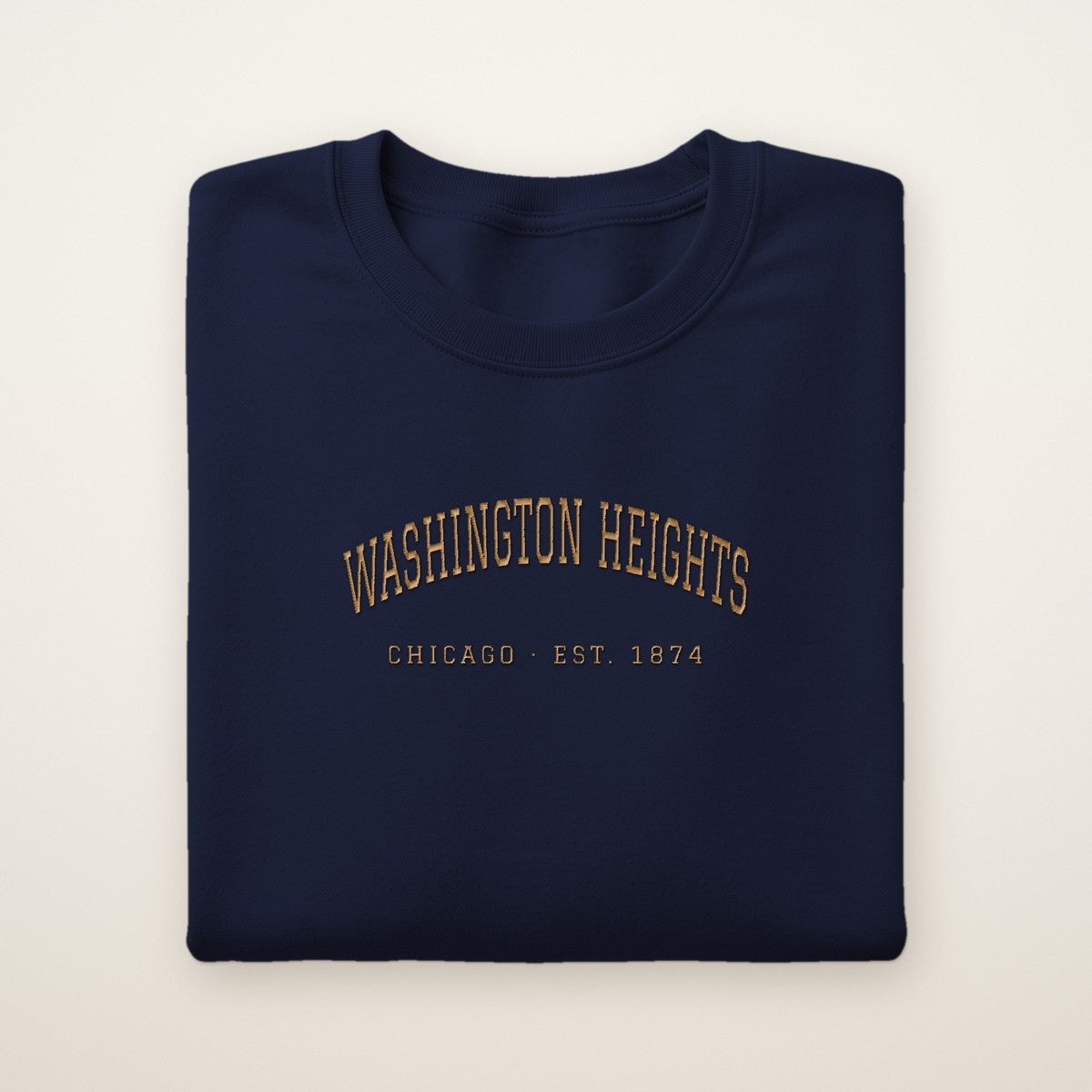 Washington Heights Chicago Embroidered Crewneck — Gold Thread