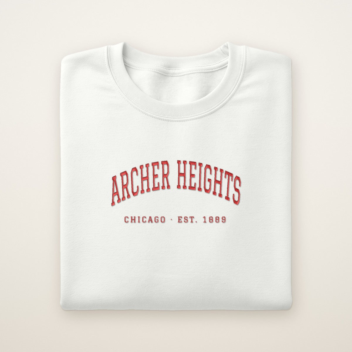 Archer Heights Chicago Embroidered Crewneck — Red Thread