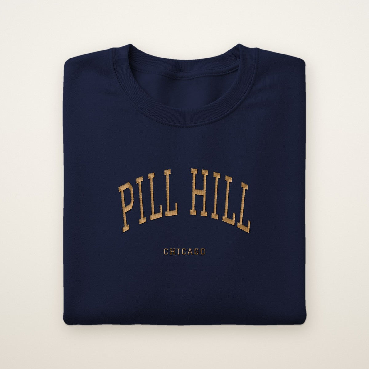 Pill Hill Chicago Embroidered Crewneck — Gold Thread