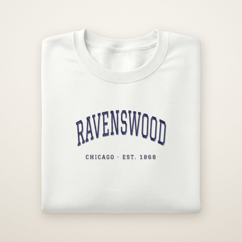 Ravenswood Chicago Embroidered Crewneck — Navy Thread