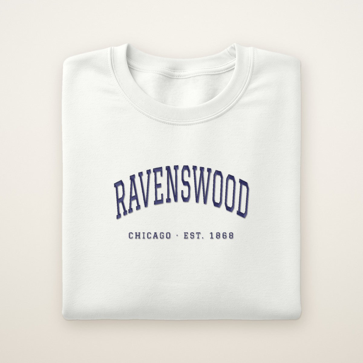 Ravenswood Chicago Embroidered Crewneck — Navy Thread