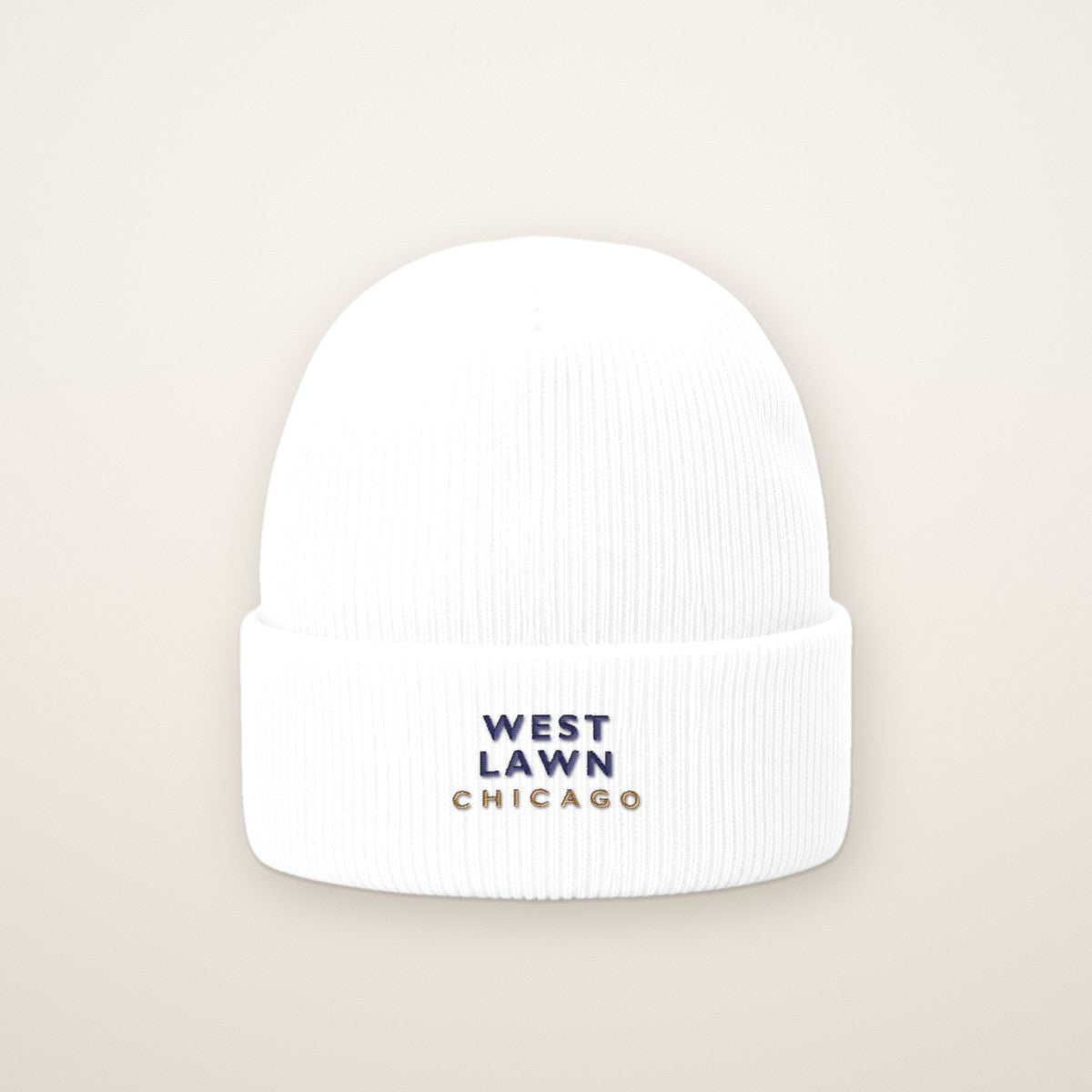 West Lawn Chicago Embroidered Cuffed Beanie — Navy Thread