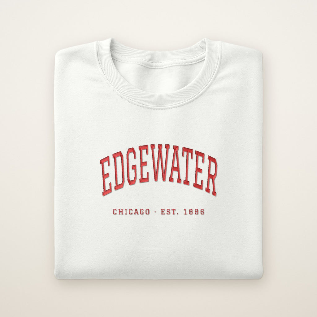 Edgewater Chicago Embroidered Crewneck — Red Thread