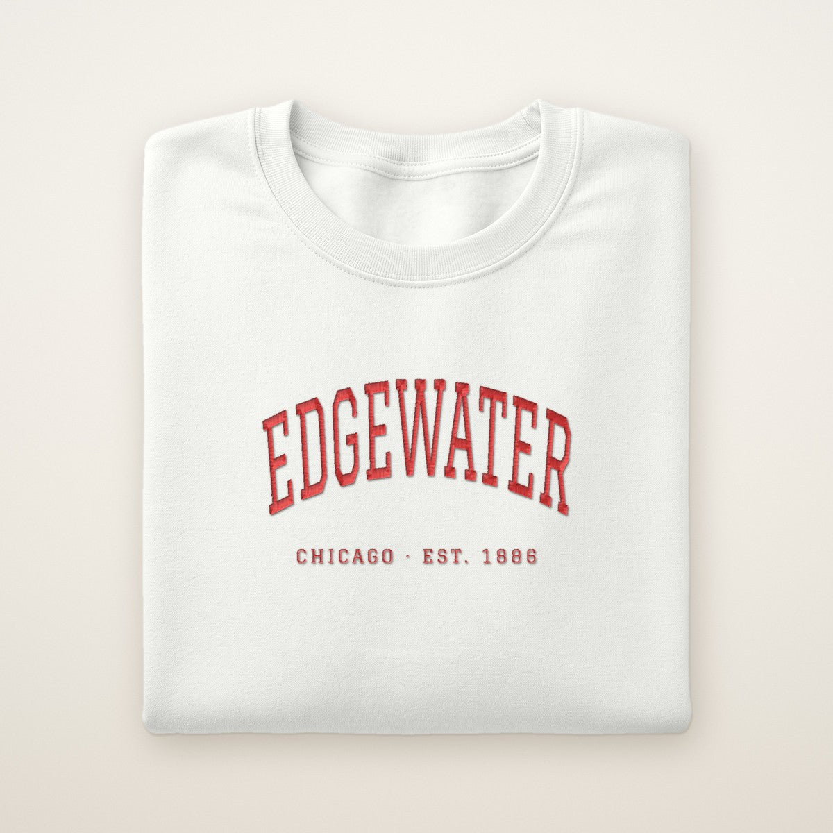 Edgewater Chicago Embroidered Crewneck — Red Thread