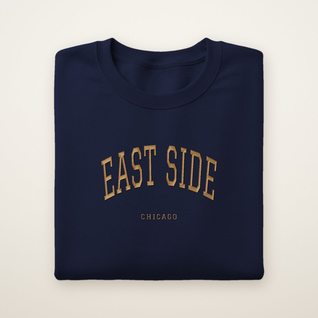 East Side Chicago Embroidered Crewneck — Gold Thread