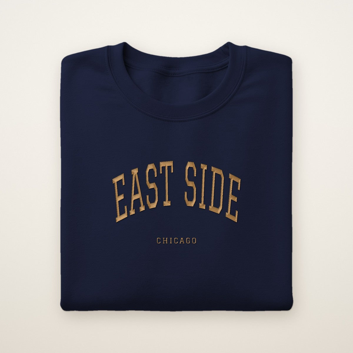 East Side Chicago Embroidered Crewneck — Gold Thread