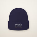 Fulton Market Chicago Embroidered Cuffed Beanie — White Thread