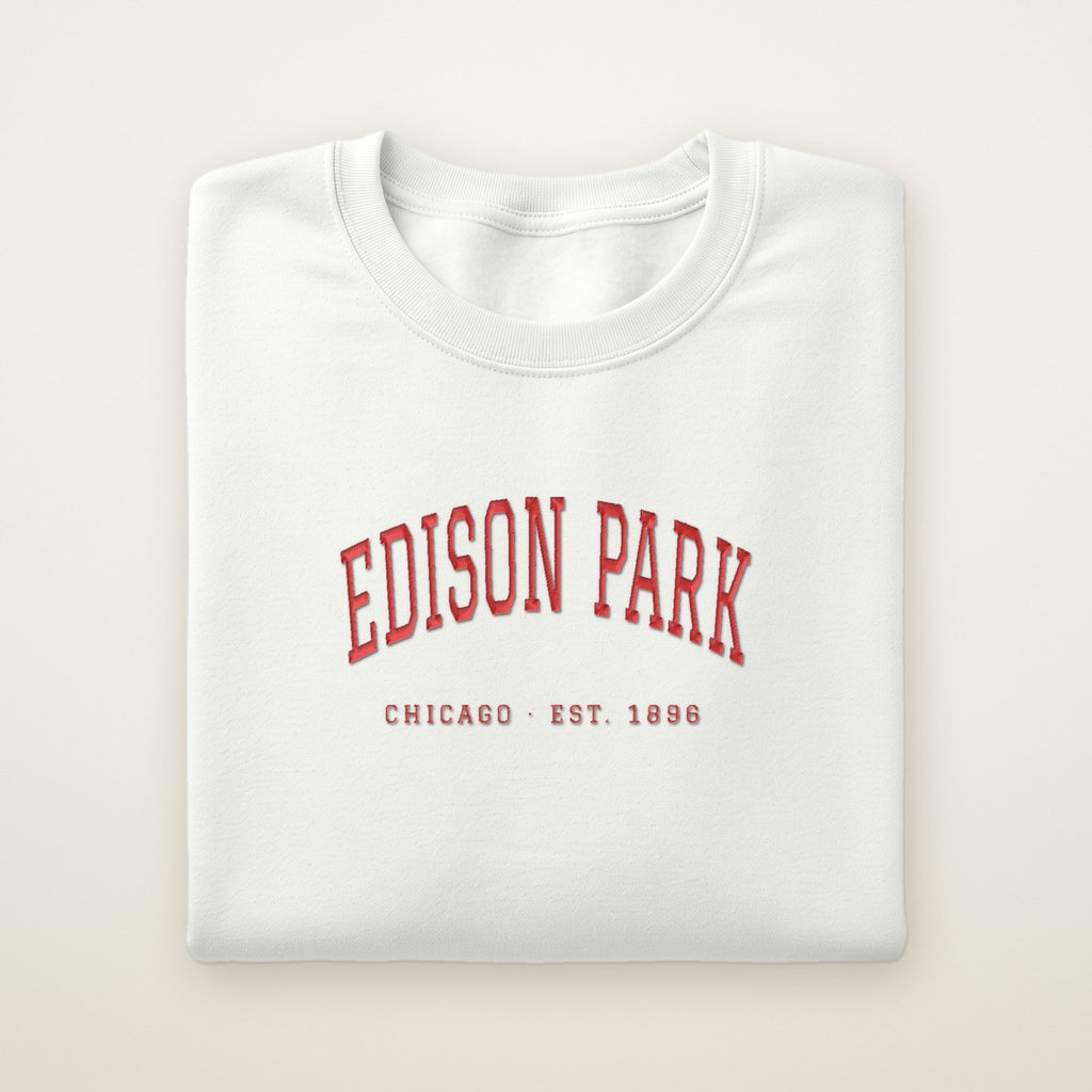 Edison Park Chicago Embroidered Crewneck — Red Thread