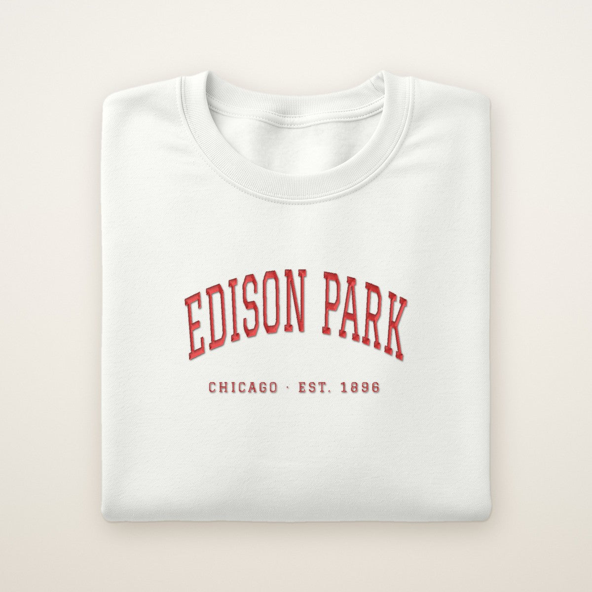 Edison Park Chicago Embroidered Crewneck — Red Thread