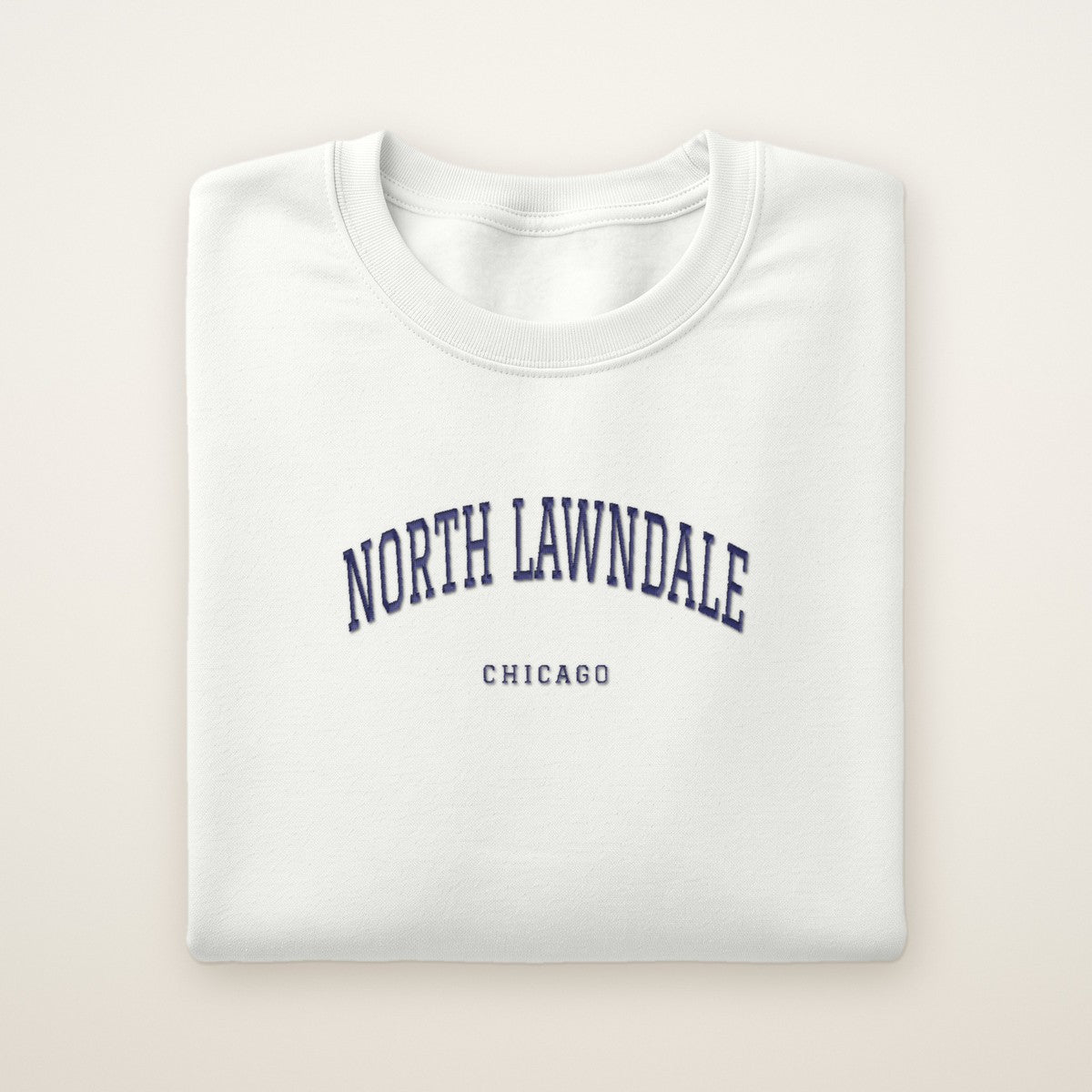 North Lawndale Chicago Embroidered Crewneck — Navy Thread