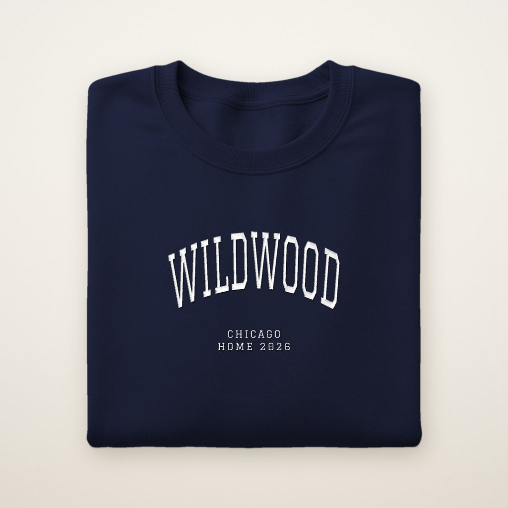 Wildwood Chicago Home 2026 Embroidered Crewneck — White Thread