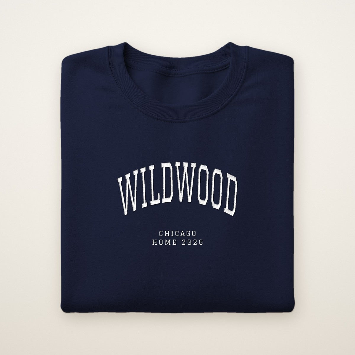 Wildwood Chicago Home 2026 Embroidered Crewneck — White Thread