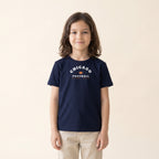 Child wearing the Chicago Football Jr. Varsity Youth Tee in Navy
