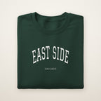 East Side Chicago Embroidered Crewneck — White Thread on Forest Green