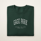 Gage Park Chicago Home 2026 Embroidered Crewneck — White Thread on Forest Green