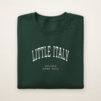 Little Italy Chicago Home 2026 Embroidered Crewneck — White Thread on Forest Green