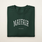 Mayfair Chicago Embroidered Crewneck — White Thread on Forest Green