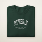 Beverly Chicago Home 2026 Embroidered Crewneck — White Thread on Forest Green