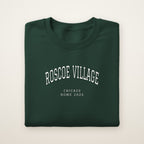 Roscoe Village Chicago Home 2026 Embroidered Crewneck — White Thread on Forest Green