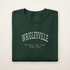 Wrigleyville Chicago Home 2026 Embroidered Crewneck — White Thread on Forest Green