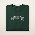 Andersonville Chicago Home 2026 Embroidered Crewneck — White Thread on Forest Green
