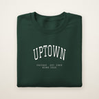 Uptown Chicago Home 2026 Embroidered Crewneck — White Thread on Forest Green