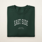 East Side Chicago Home 2026 Embroidered Crewneck — White Thread on Forest Green