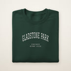Gladstone Park Chicago Home 2026 Embroidered Crewneck — White Thread on Forest Green
