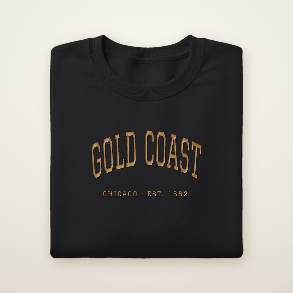 Gold Coast Chicago embroidered crewneck sweatshirt, Black, gold embroidery
