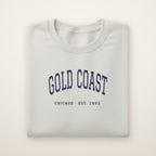 Gold Coast Chicago embroidered crewneck sweatshirt, Ash, navy embroidery