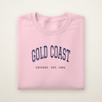 Gold Coast Chicago embroidered crewneck sweatshirt, Light Pink, navy embroidery