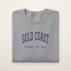 Gold Coast Chicago embroidered crewneck sweatshirt, Sport Grey, navy embroidery