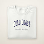 Gold Coast Chicago embroidered crewneck sweatshirt, White, navy embroidery