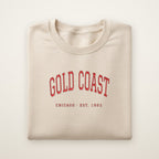 Gold Coast Chicago embroidered crewneck sweatshirt, Sand, red embroidery