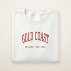 Gold Coast Chicago embroidered crewneck sweatshirt, White, red embroidery