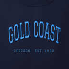 Close-up of sky blue satin-stitch Gold Coast embroidery