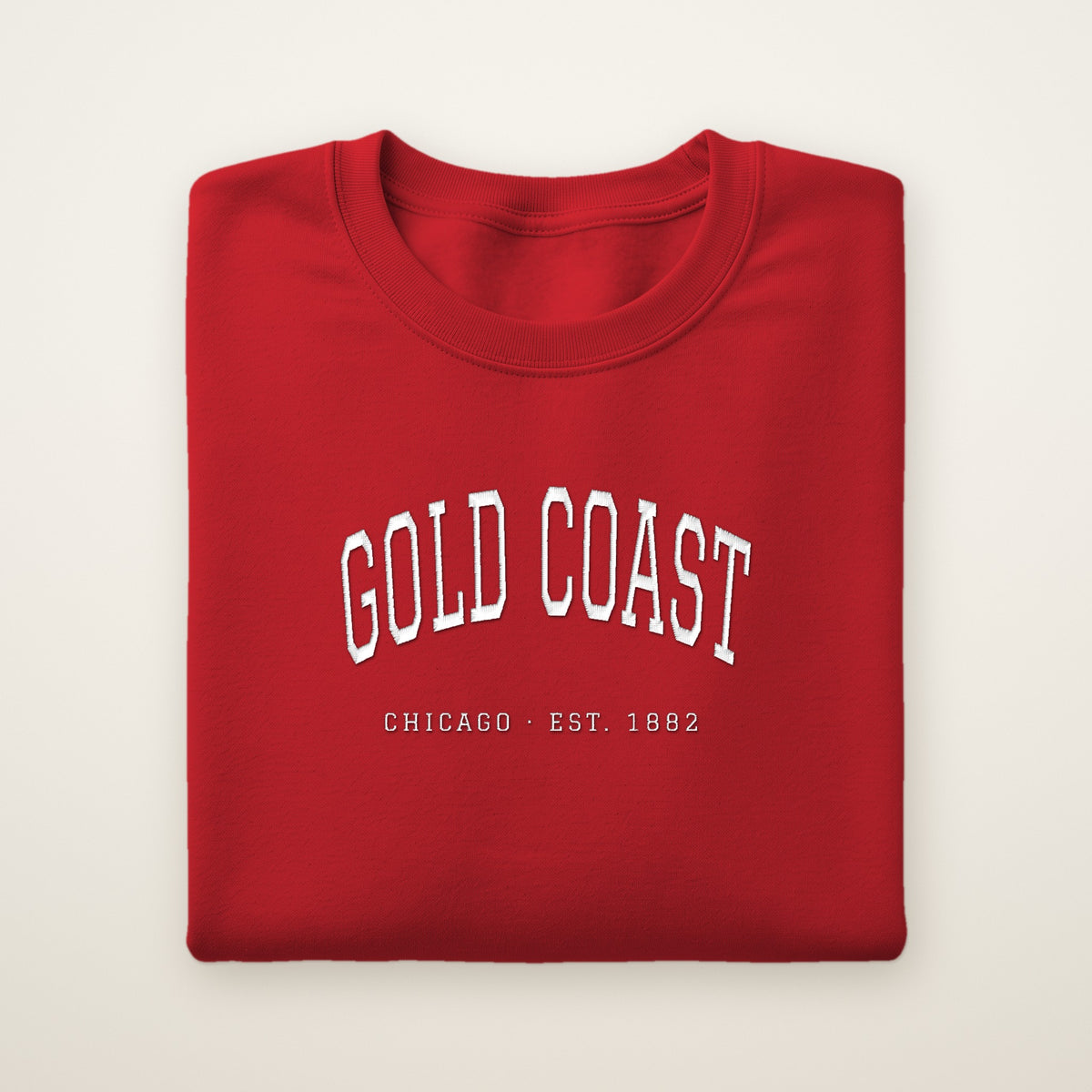 Gold Coast Chicago embroidered crewneck sweatshirt, Red, white embroidery