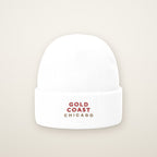 Gold Coast Chicago Embroidered Cuffed Beanie, Red Thread, front view