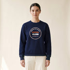 Model wearing the Green Bay Sucks Social Club Crewneck in Navy