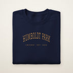 Humboldt Park Chicago embroidered crewneck sweatshirt, Navy, gold embroidery