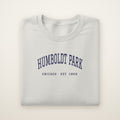 Humboldt Park Chicago embroidered crewneck sweatshirt, Ash, navy embroidery