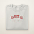 Humboldt Park Chicago embroidered crewneck sweatshirt, Ash, red embroidery