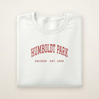 Humboldt Park Chicago embroidered crewneck sweatshirt, White, red embroidery
