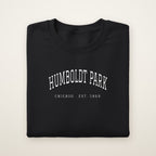 Humboldt Park Chicago embroidered crewneck sweatshirt, Black, white embroidery