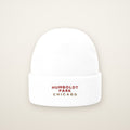 Humboldt Park Chicago Embroidered Cuffed Beanie, Red Thread, front view